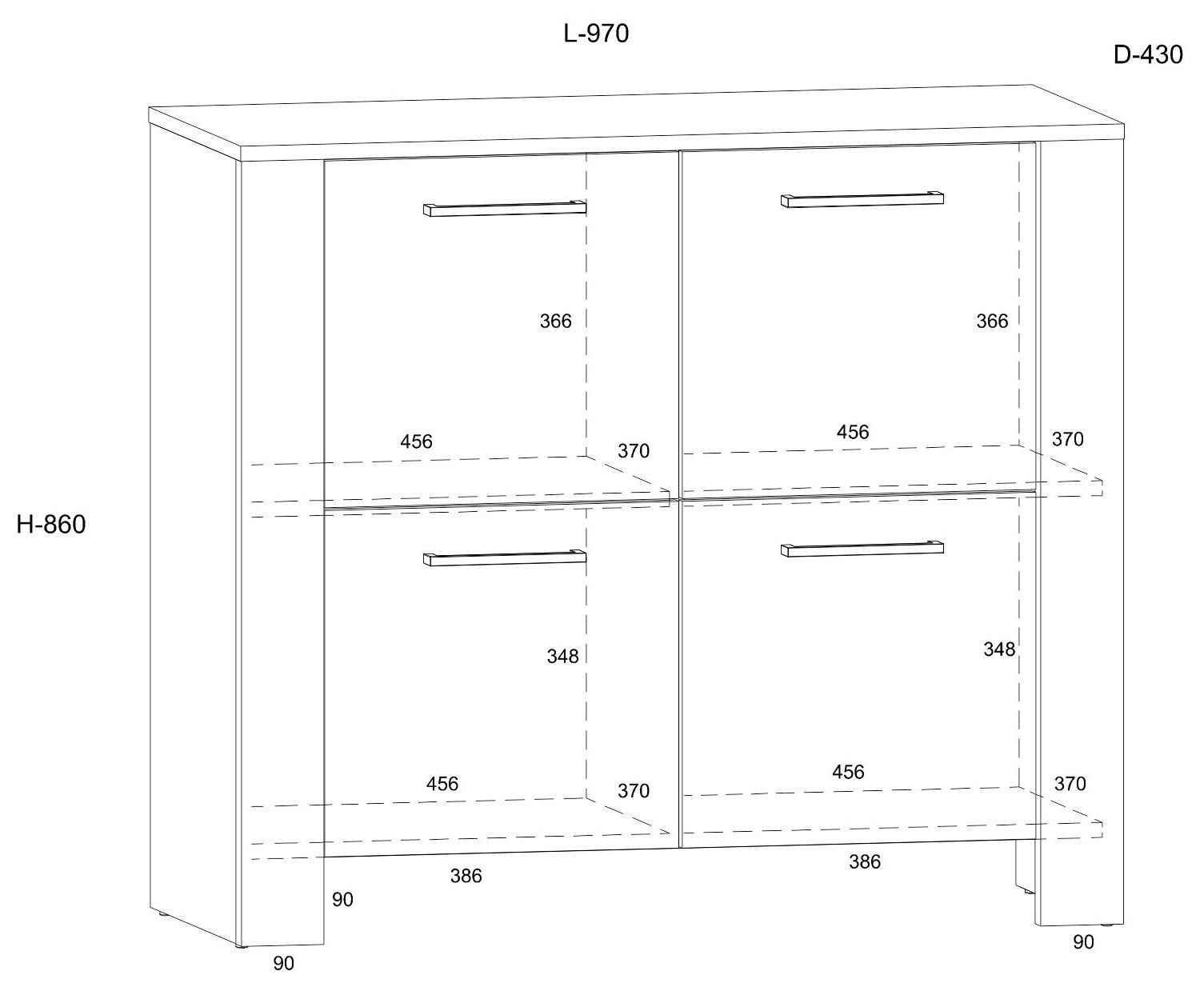 SLIDE 04 furniture chest of drawers with doors for living room, bedroom, oak, granite color - Image 2