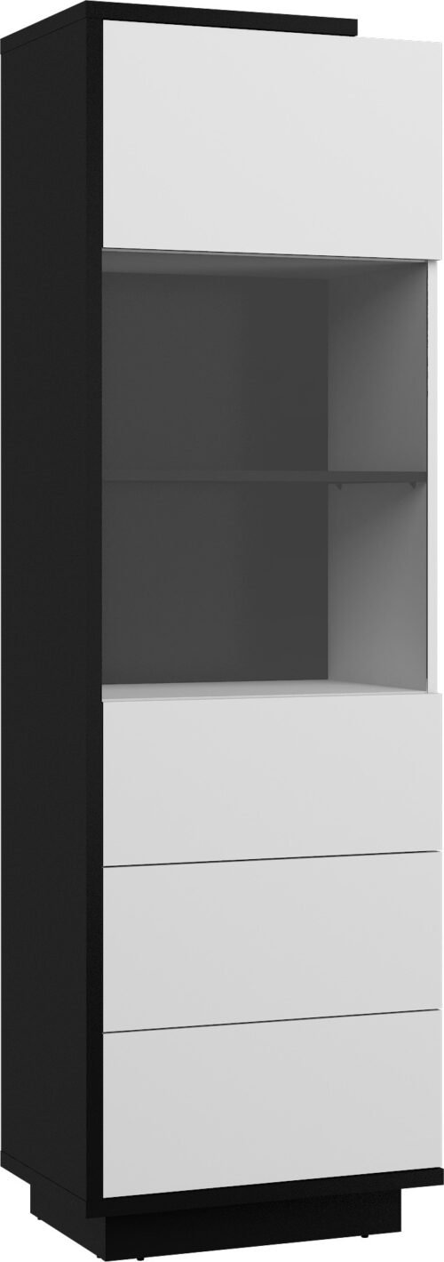 HYBRID 27 furniture, tall display cabinet for living room, black and white glossyHYBRID
