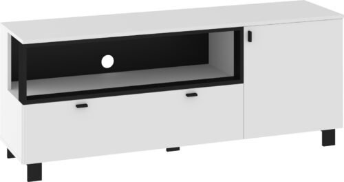 VEGAS 13 furniture chest of drawers, table, TV cabinet, loft-style, living room, white, black