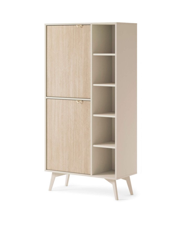 Forest RG80 bookcase, doors, niches, beige/Scandinavian Herringbone pattern - Image 3