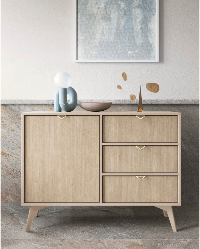 Forest RG80 bookcase, doors, niches, beige/Scandinavian Herringbone pattern - Image 6