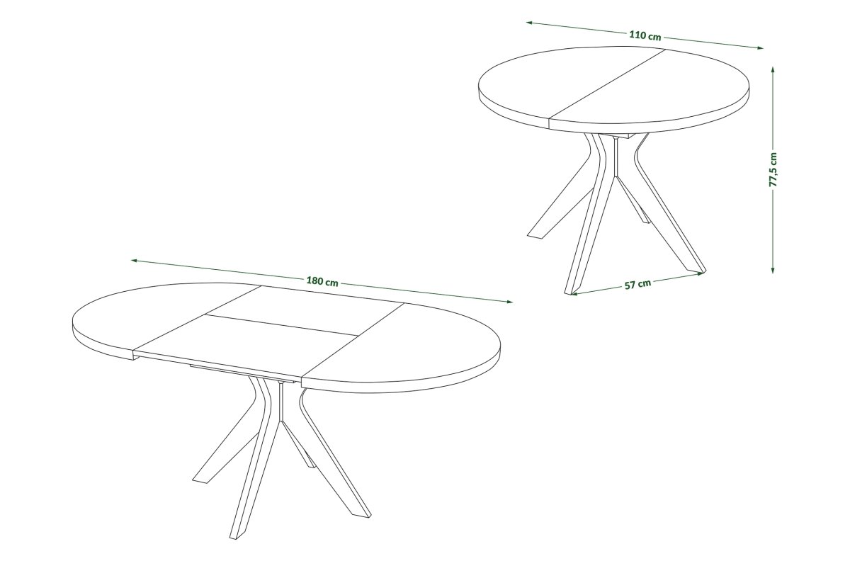 RENZO Black - ROUND TABLE Ø110, EXTENDABLE UP TO 180 CM | FOR KITCHEN, DINING ROOM, LIVING ROOM, RETRO STYLE - Image 5