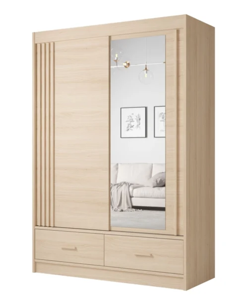 Sliding wardrobe with slats, mirror and drawers, Canada CA11-150