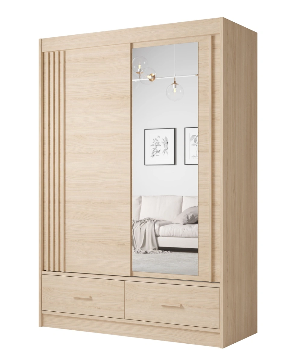 Sliding wardrobe with slats, mirror and drawers, Canada CA11-150