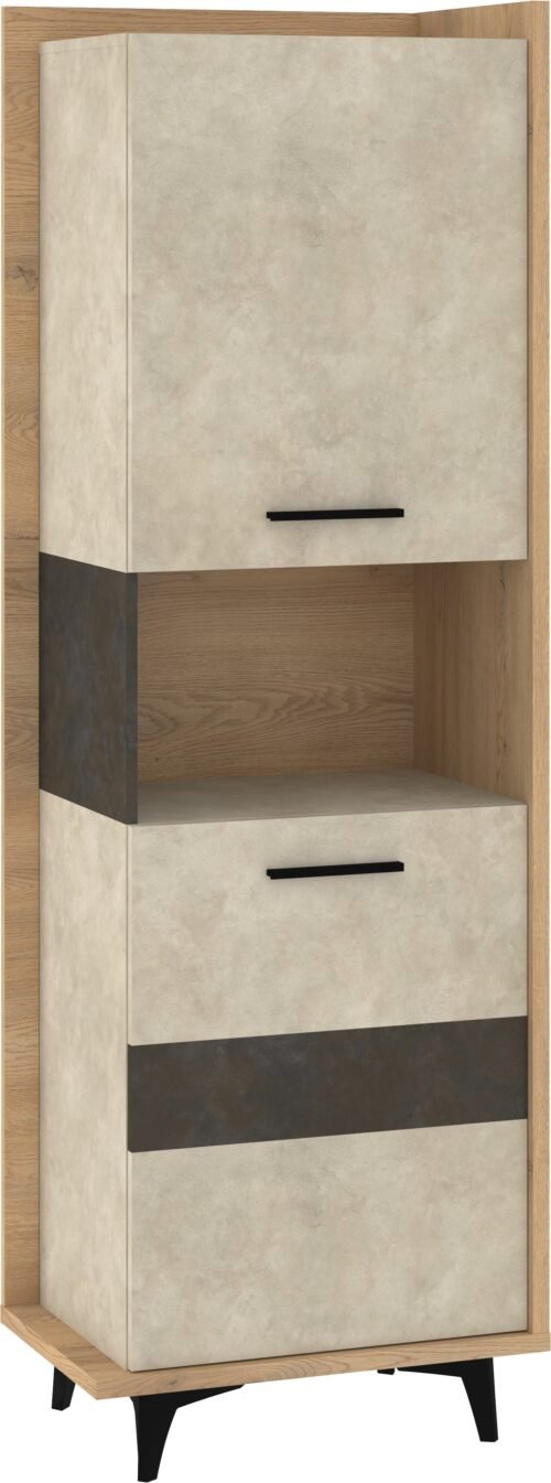 BOX 07 furniture, closed bookcase with doors, Cremona Granada oak, almond color