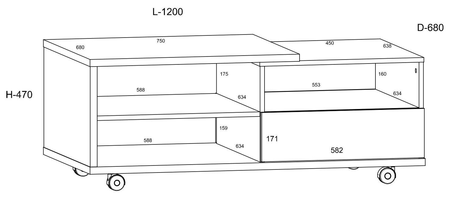 HYBRID 12-drawer coffee table, cremona oak, white glossHYBRID - Image 2
