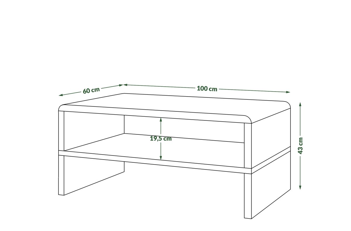 ROCK beige glossy / artisan oak - MODERN LIVING ROOM COFFEE TABLE WITH SHELF - Image 3