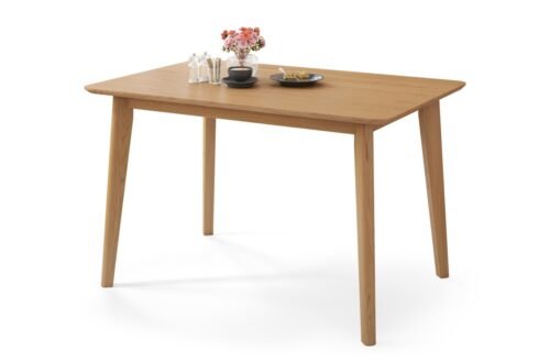 ROXY natural oak color – rectangular wooden table 120 or 150 cm for retro style kitchen / dining room