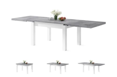 ROYAL Millenium concrete/matte white – extendable table up to 2.7 m