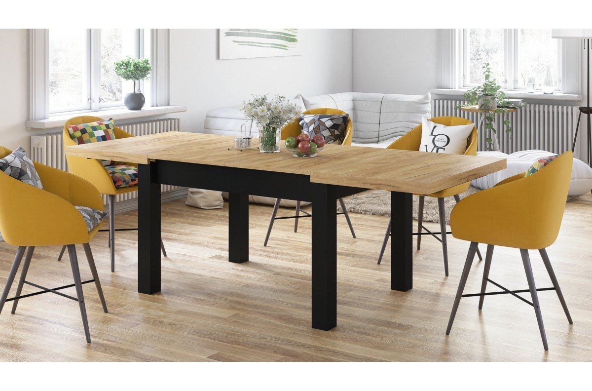 ROYAL Craft oak gold/matte black table - extendable table up to 2.7 m - Image 4