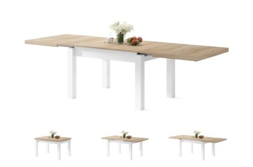 ROYAL Sonoma oak/matte white – extendable table UP TO 2.7 m long