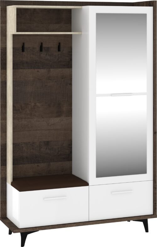 BOX 05 furniture, hallway cabinet with seat and mirror, Grange Granada oak