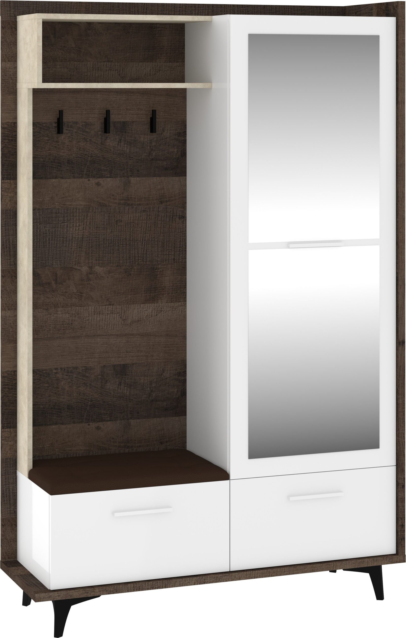 BOX 05 furniture, hallway cabinet with seat and mirror, Grange Granada oak