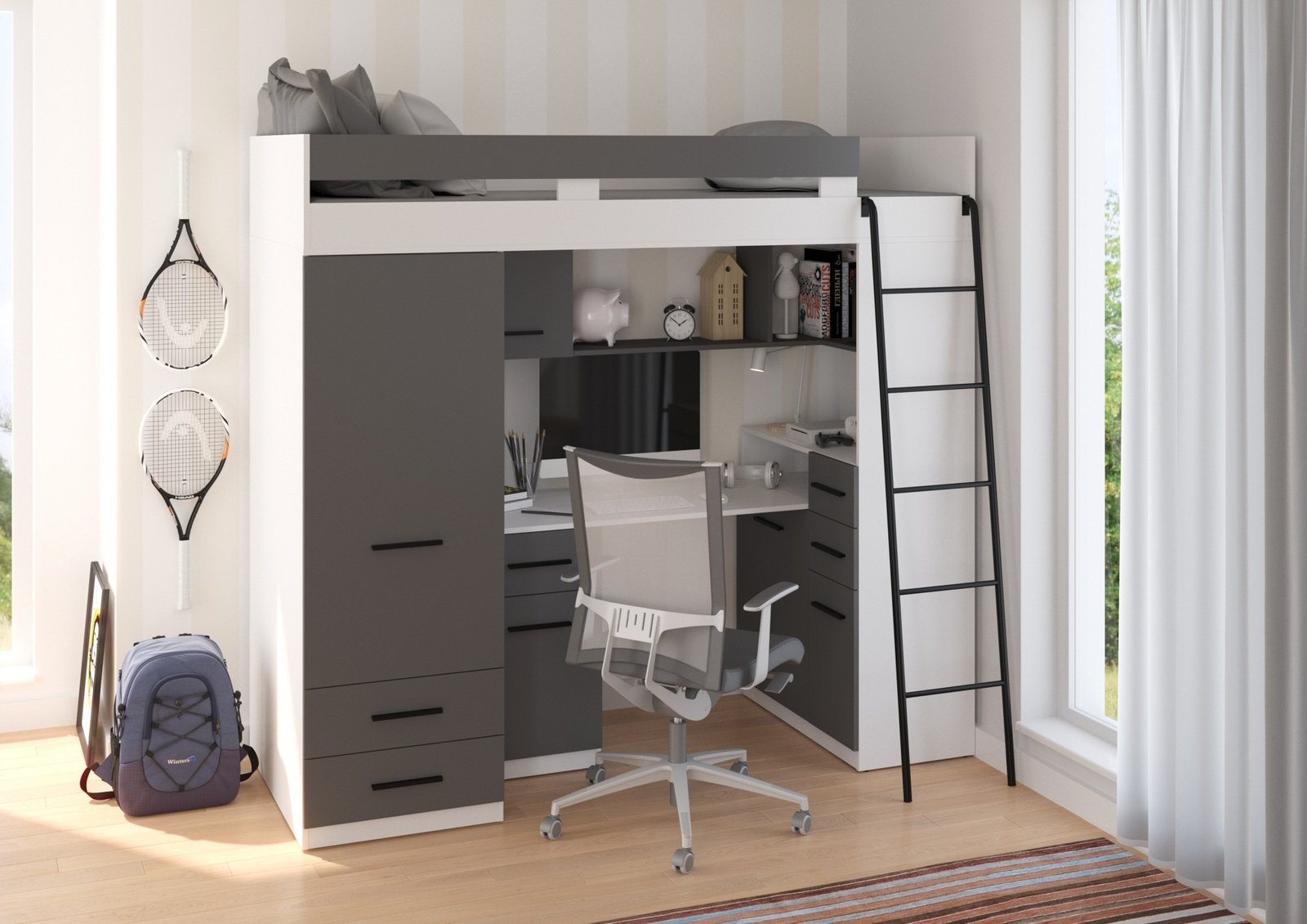 SMYK P mezzanine without matt white / graphite color