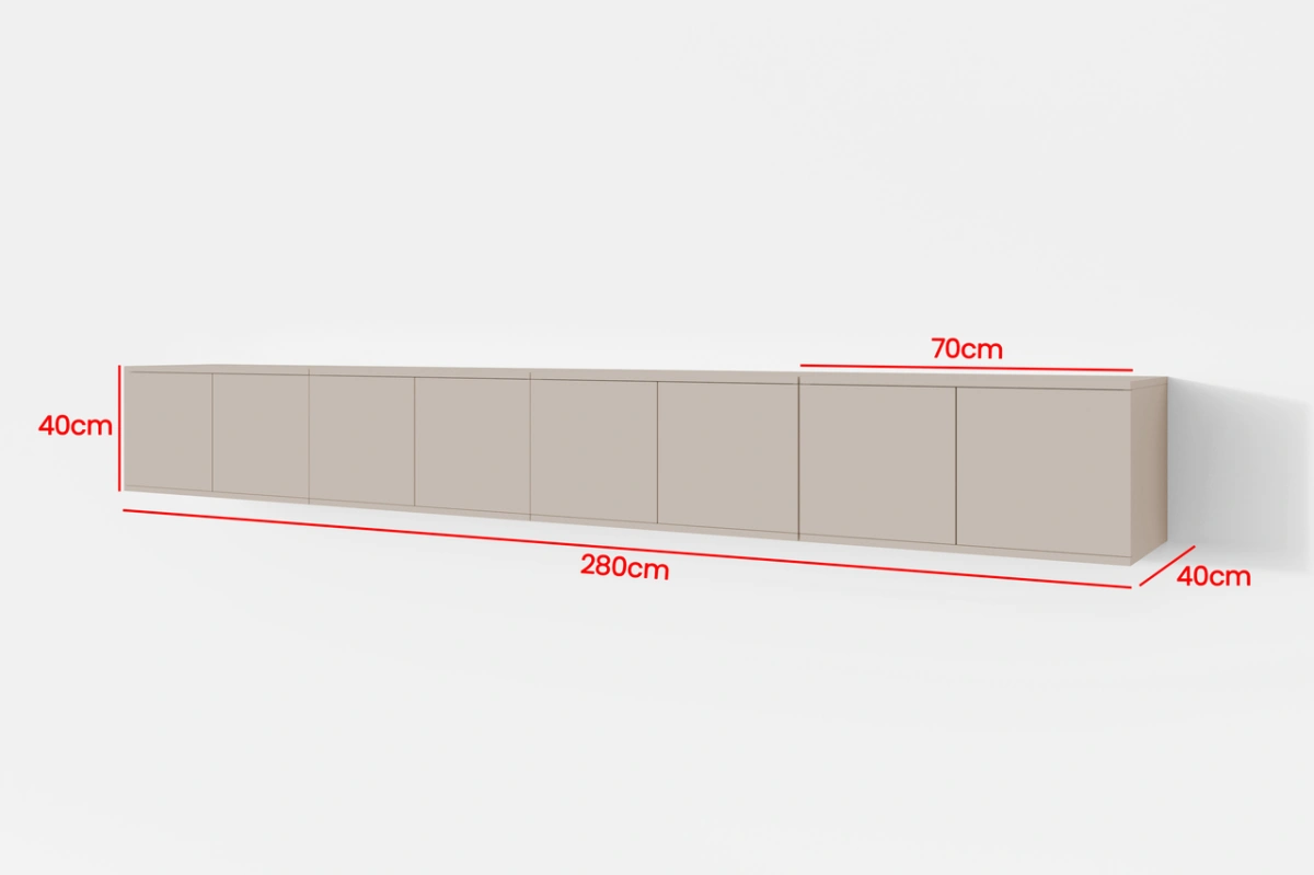 Bianko wall-mounted TV cabinet 280 cm cashmere color - Image 3