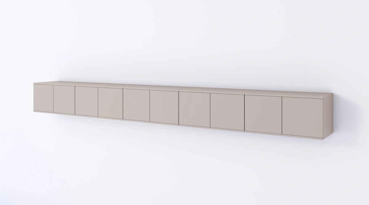 Bianko wall-mounted TV cabinet, 350 cm, cashmere color - Image 2