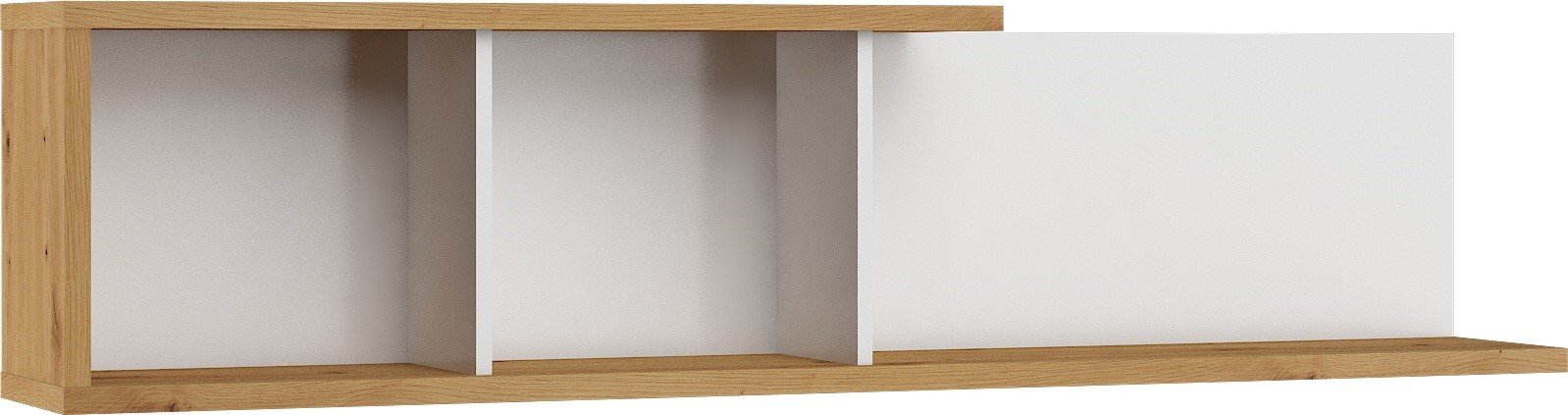 HYBRID 13 furniture wall shelf for living room, artistic oak color, whiteHYBRID