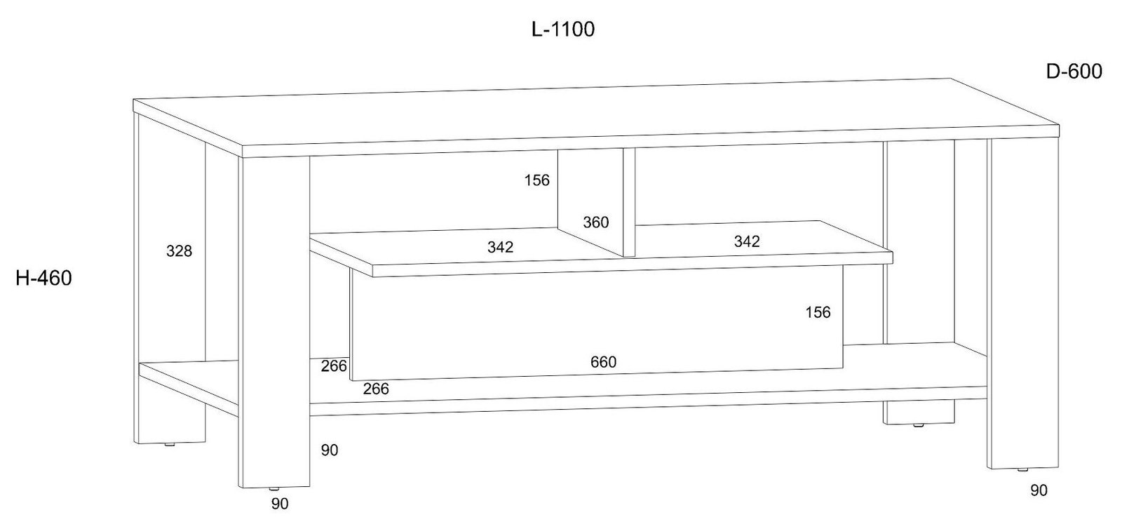 SLIDE 06 coffee table with shelf for living room, gold color, granada, brown - Image 2
