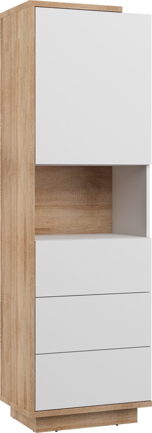 HYBRID 18 furniture, high shelf with drawers, door, shelf, Sonoma oak, whiteHYBRID