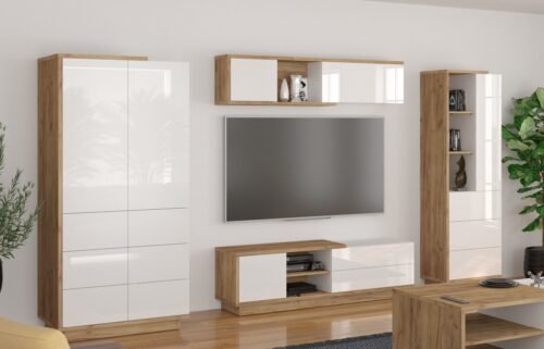 HYBRID furniture #2 wardrobe TV cabinet shelf bookshelf oak gold white glossyHYBRID