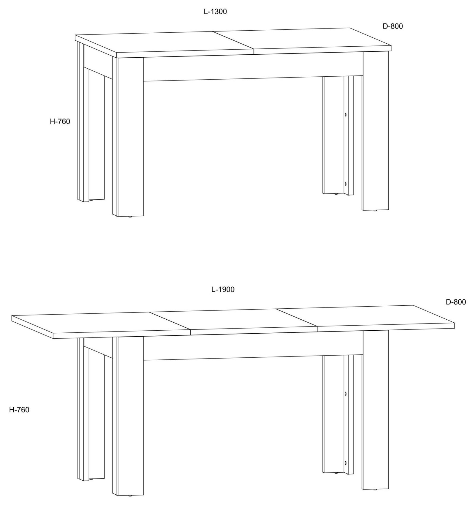 HYBRID 22 furniture, extendable table for living room, dining room, Sonoma oak, whiteHYBRID - Image 3