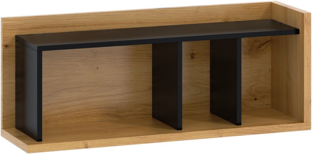 BOX 04 furniture wall bookshelf, oak imitation, black