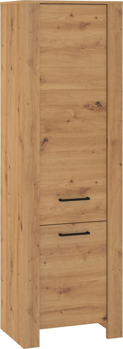 SLIDE 01 furniture narrow closed bookcase with shelves linen cabinet artistic oak color