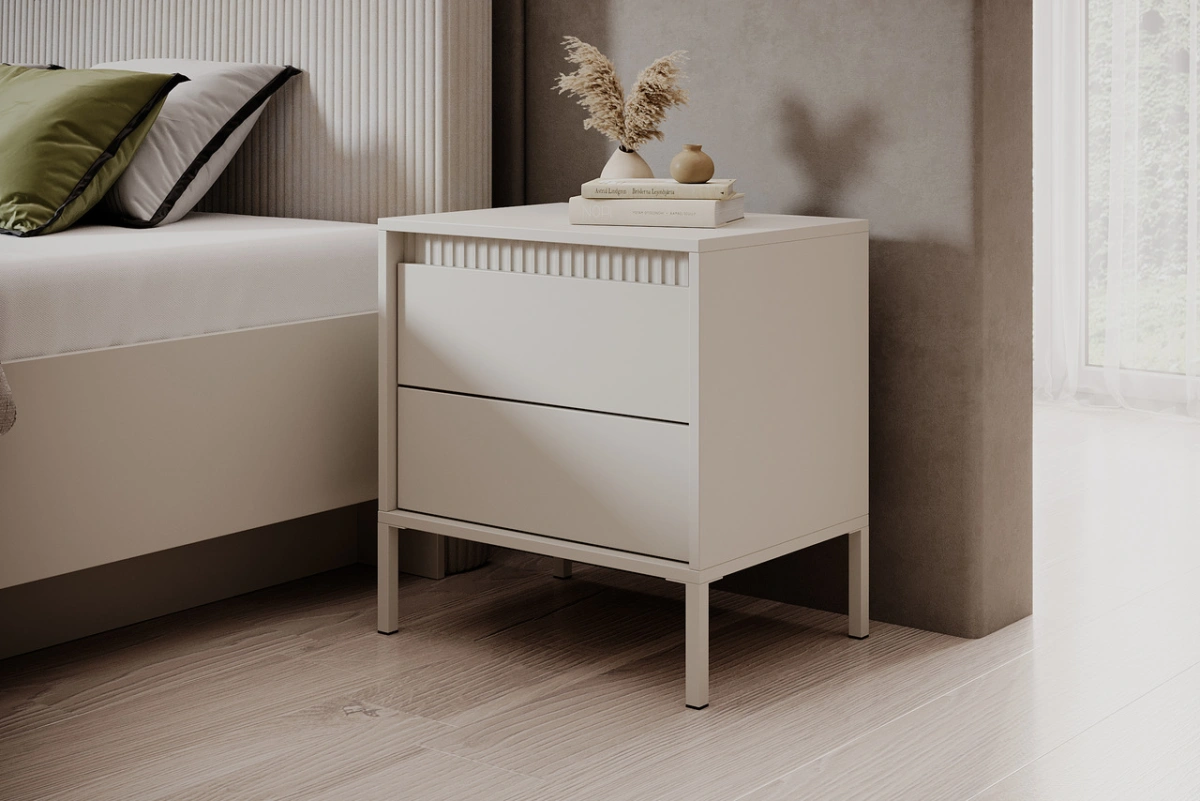 Chest of drawers with cabinets and drawers, grooved facades 187 2D3S Senso beige - Image 7