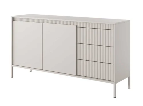 Chest of drawers with cabinets and drawers, grooved facades 153 2D3S Senso beige