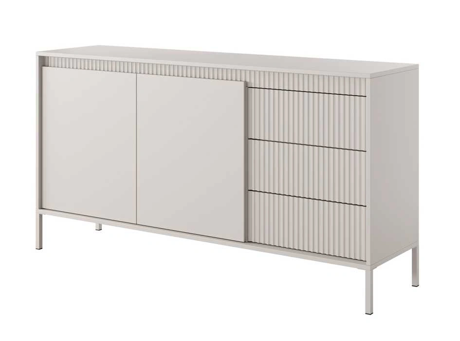 Chest of drawers with cabinets and drawers, grooved facades 153 2D3S Senso beige