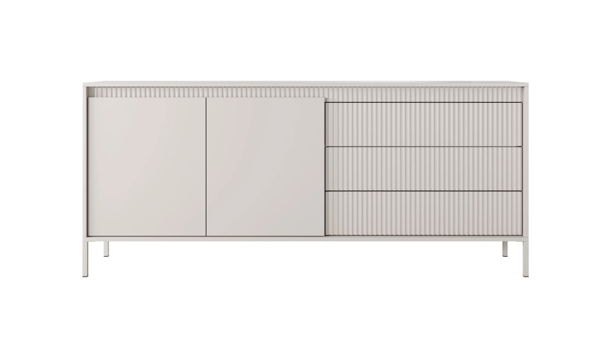 Chest of drawers with cabinets and drawers, grooved facades 187 2D3S Senso beige - Image 2