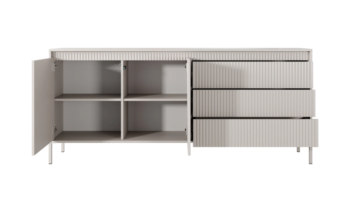Chest of drawers with cabinets and drawers, grooved facades 187 2D3S Senso beige - Image 4