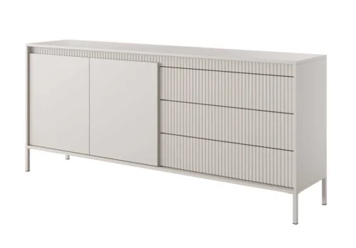 Chest of drawers with cabinets and drawers, grooved facades 187 2D3S Senso beige