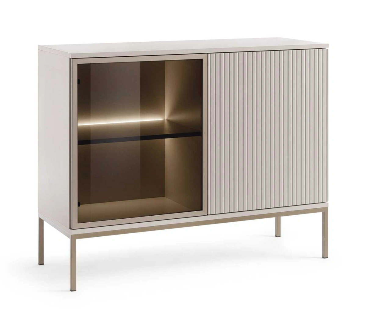 Charming chest of drawers with lighting Sento K104 in cashmere color