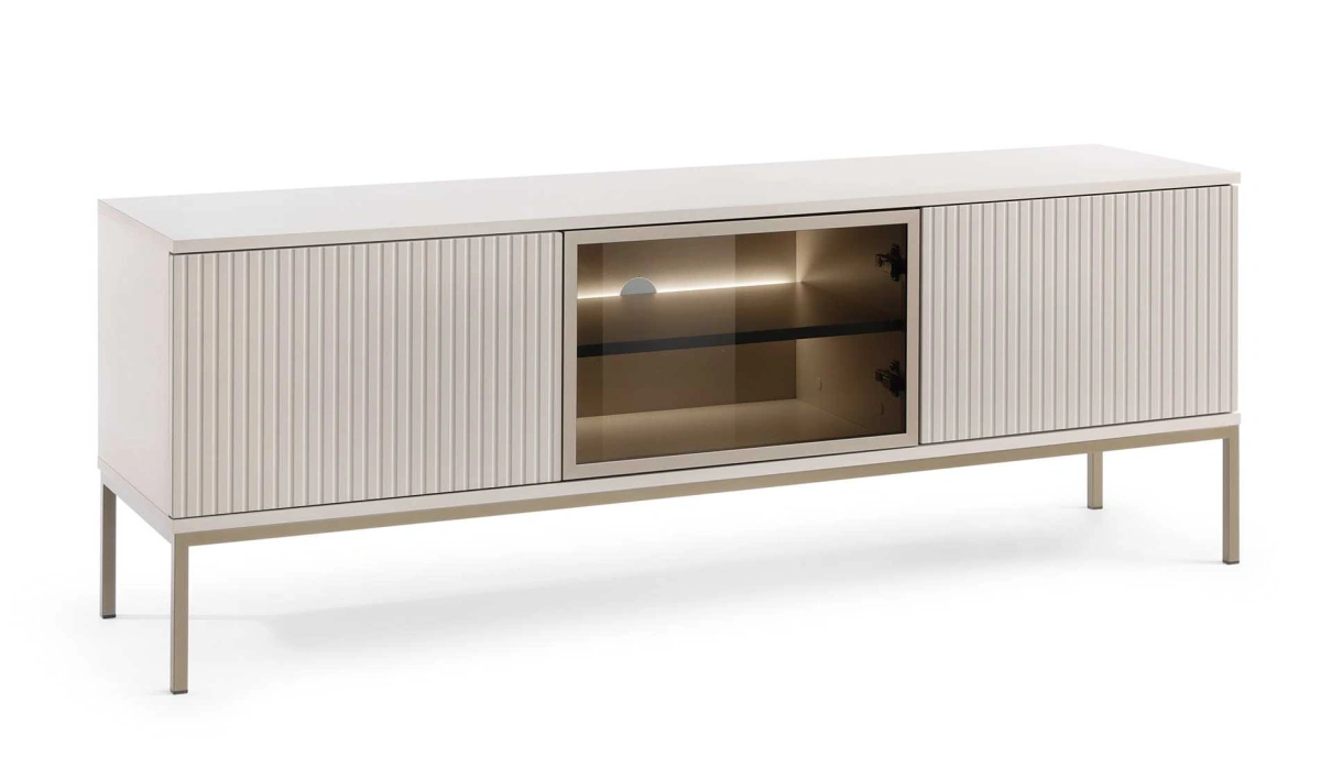 Charming TV stand with lighting Sento RTV154 in cashmere color