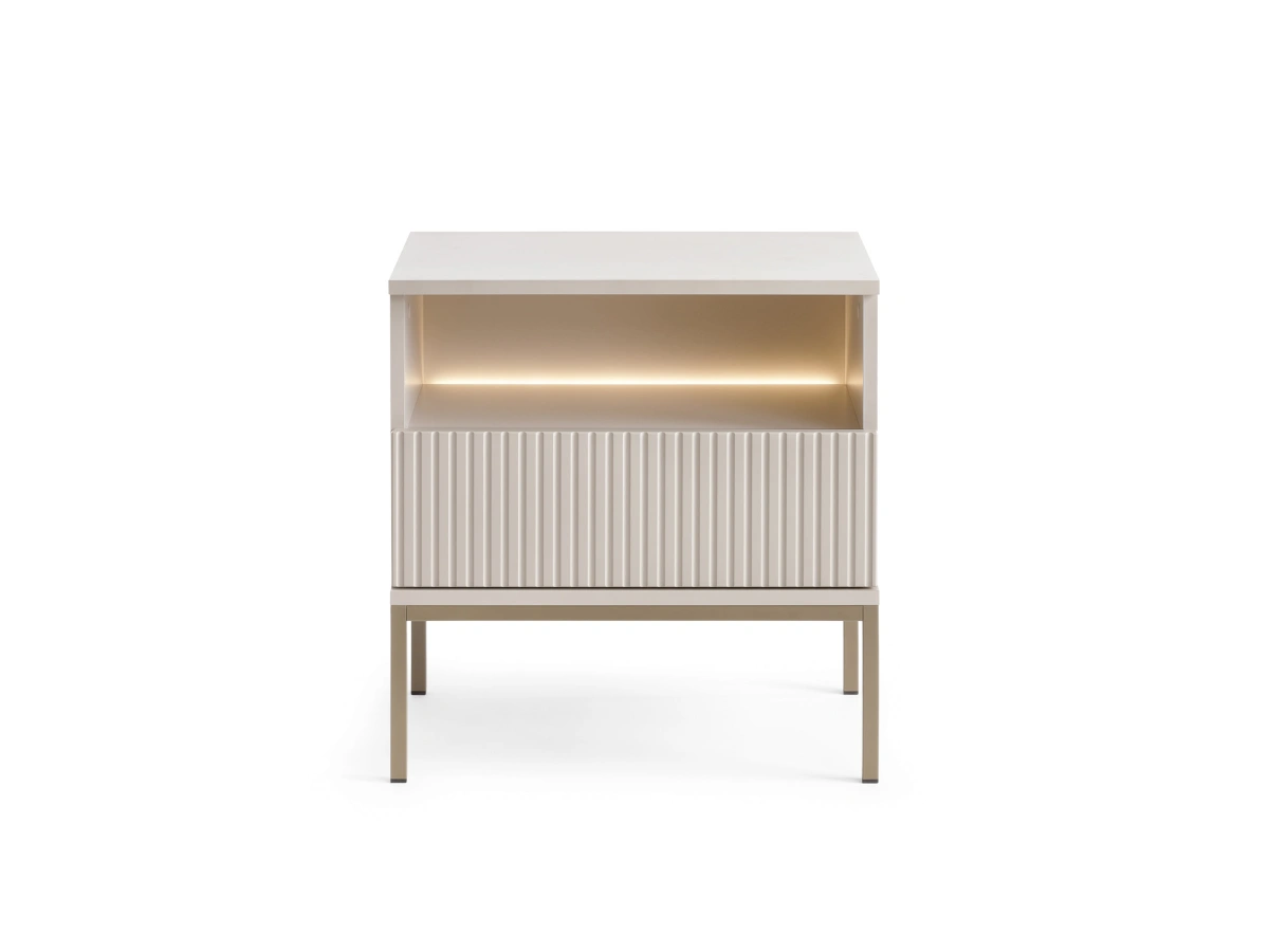 Sento S54 charming bedside table with lighting, cashmere color - Image 2