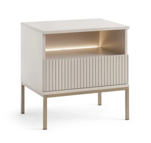Sento S54 charming bedside table with lighting, cashmere color