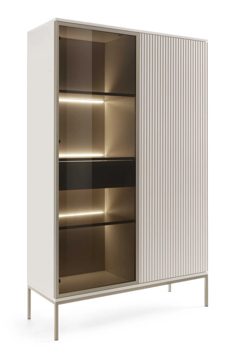 Elegant display case with lighting Sento WTSZ104 cashmere color