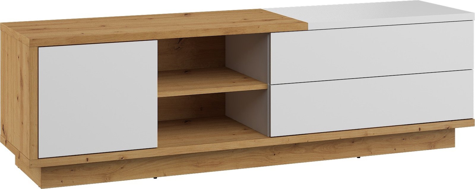 HYBRID 21 furniture chest of drawers, table, TV cabinet with drawers, artistic oak, white, polishedHYBRID - Image 2