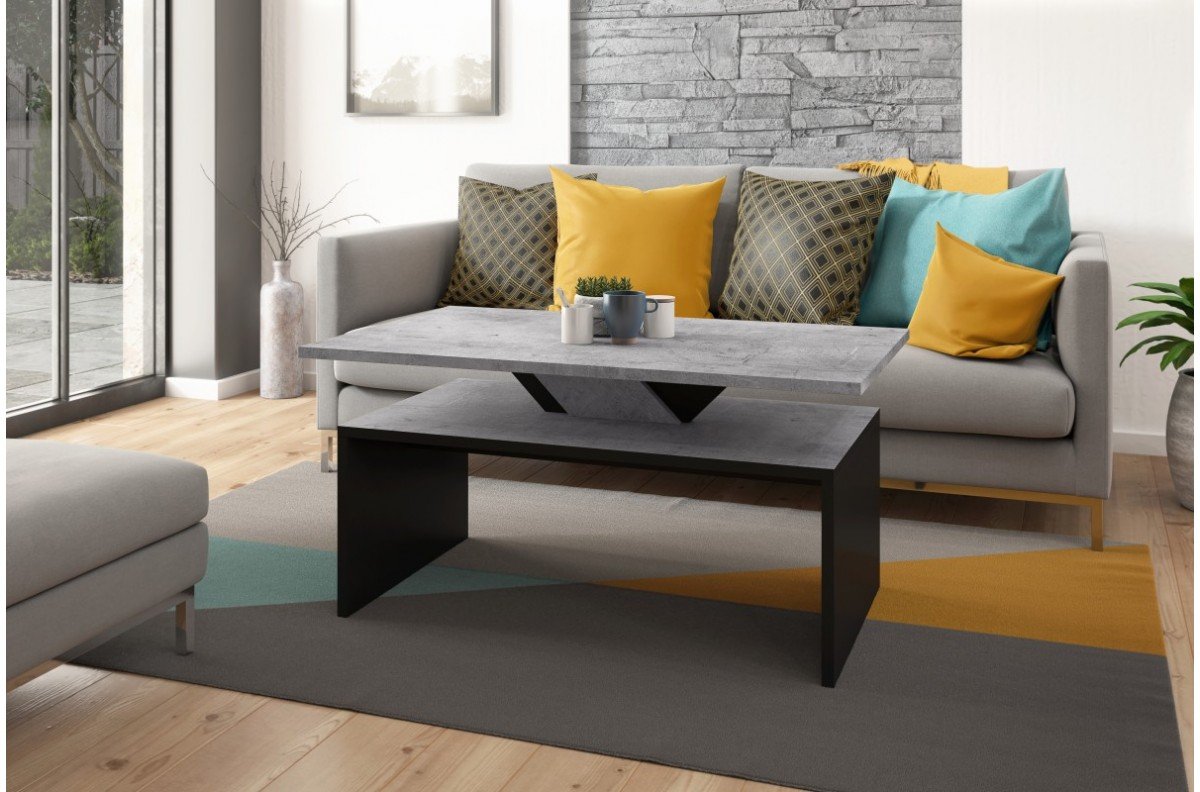 SISI Millennium concrete/black - MODERN GREY coffee table - Image 2