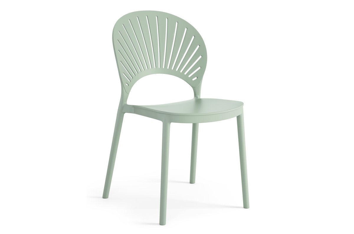 SOLEIL Pastel Green - MODERN PLASTIC GARDEN CHAIR (for kitchen, cafe, garden) [ONE-TIME ASSEMBLY]