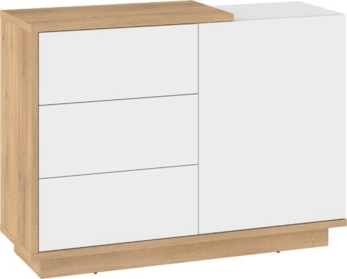 HYBRID 04 chest of drawers with doors for living room, cremona oak, whiteHYBRID