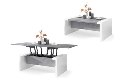 SPACE Millenium Concrete/White – Bench with folding and lifting table top