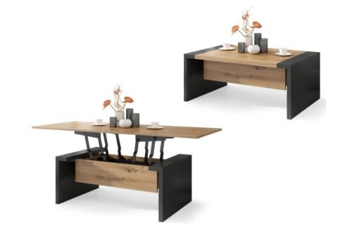 SPACE Artisan Oak/Anthracite (dark gray) – coffee table with extendable and liftable tabletop