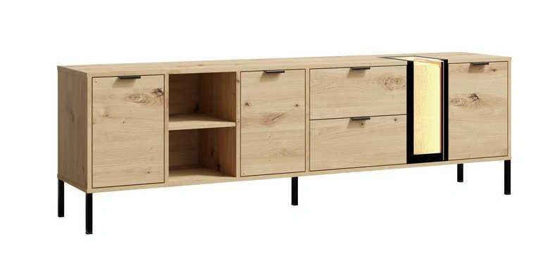 Scandinavian TV cabinet with wooden inserts Evolution EV4a