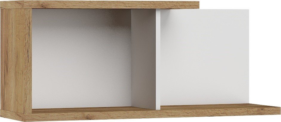 HYBRID 14 furniture wall shelf for living room, oak, gold and white, handicraftsHYBRID