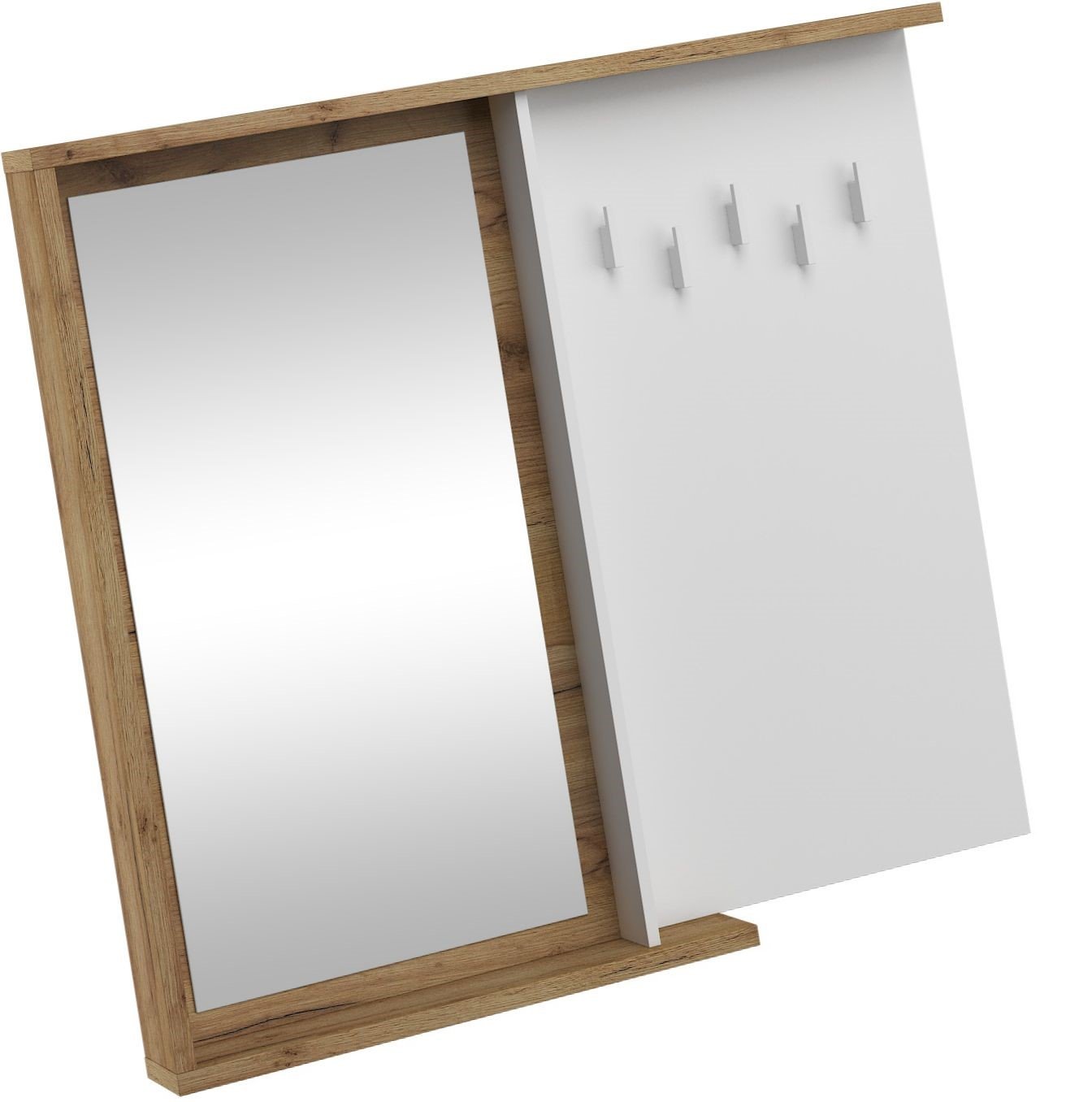 HYBRID 26 furniture rack with mirror for hallway, oak, gold, whiteHYBRID - Image 3