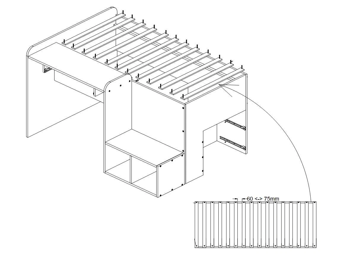 Bunk bed with ladder SIMON for 2 persons 80x181 cm - Image 5