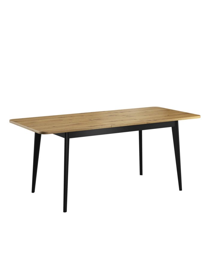 Nordi NST140 rectangular table, extendable, wooden legs, 140-180/76/80 cm, Artisan oak/black - Image 2