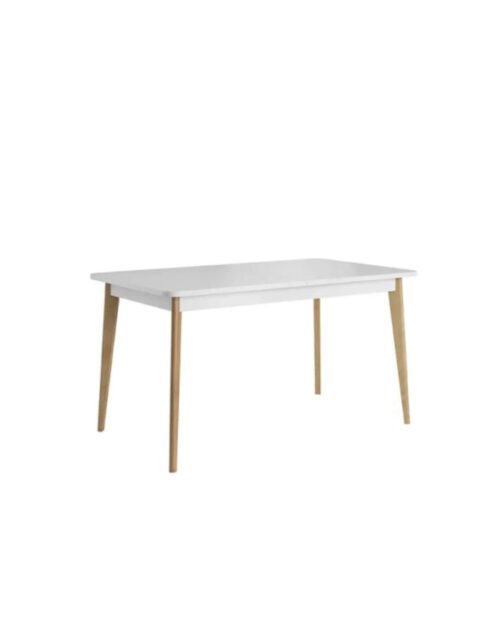 Primo PST140 rectangular table, extendable, wooden legs, 140-180/76/80 cm, white / Riviera oak